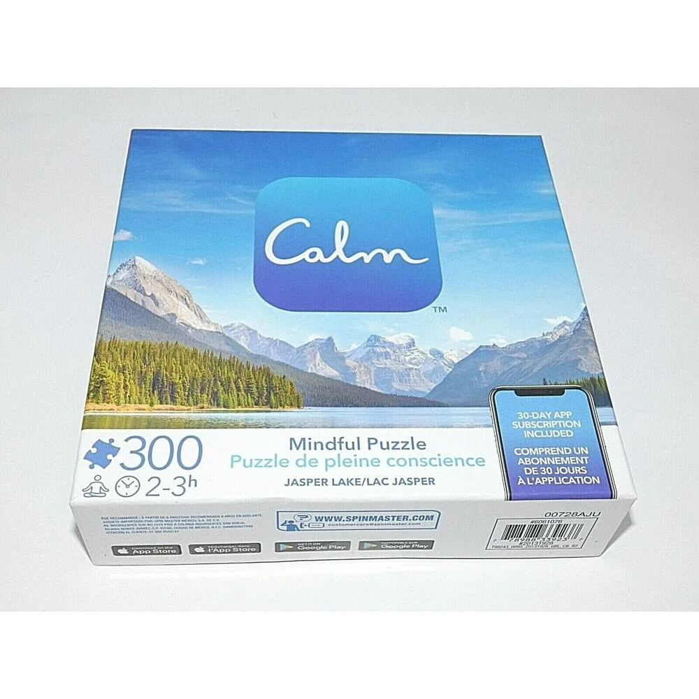 Calm Mindful Jigsaw Puzzle JASPER LAKE 300 Pieces Spinmaster w/ Poster 24x18 New